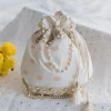 Cream Cotton Potli With Embroidery And Mirror Work