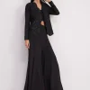 Black Crop Top With Flared Satin Palazzo