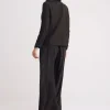 Black Crop Top With Flared Satin Palazzo