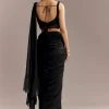 Black Lycra Ready Pleated Saree With Embroidery And Matching Blouse