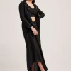 Black Crop Top Skirt And Embellished Jacket Set