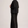 Black Crop Top Skirt And Embellished Jacket Set