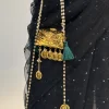 Gold Pearl Coin Charm Potli Bag