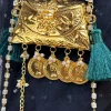 Gold Pearl Coin Charm Potli Bag