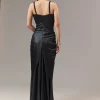 Black Contemporary Corset Gown With Pearl Bead And Sequin Embellishments