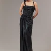 Black Contemporary Corset Gown With Pearl Bead And Sequin Embellishments