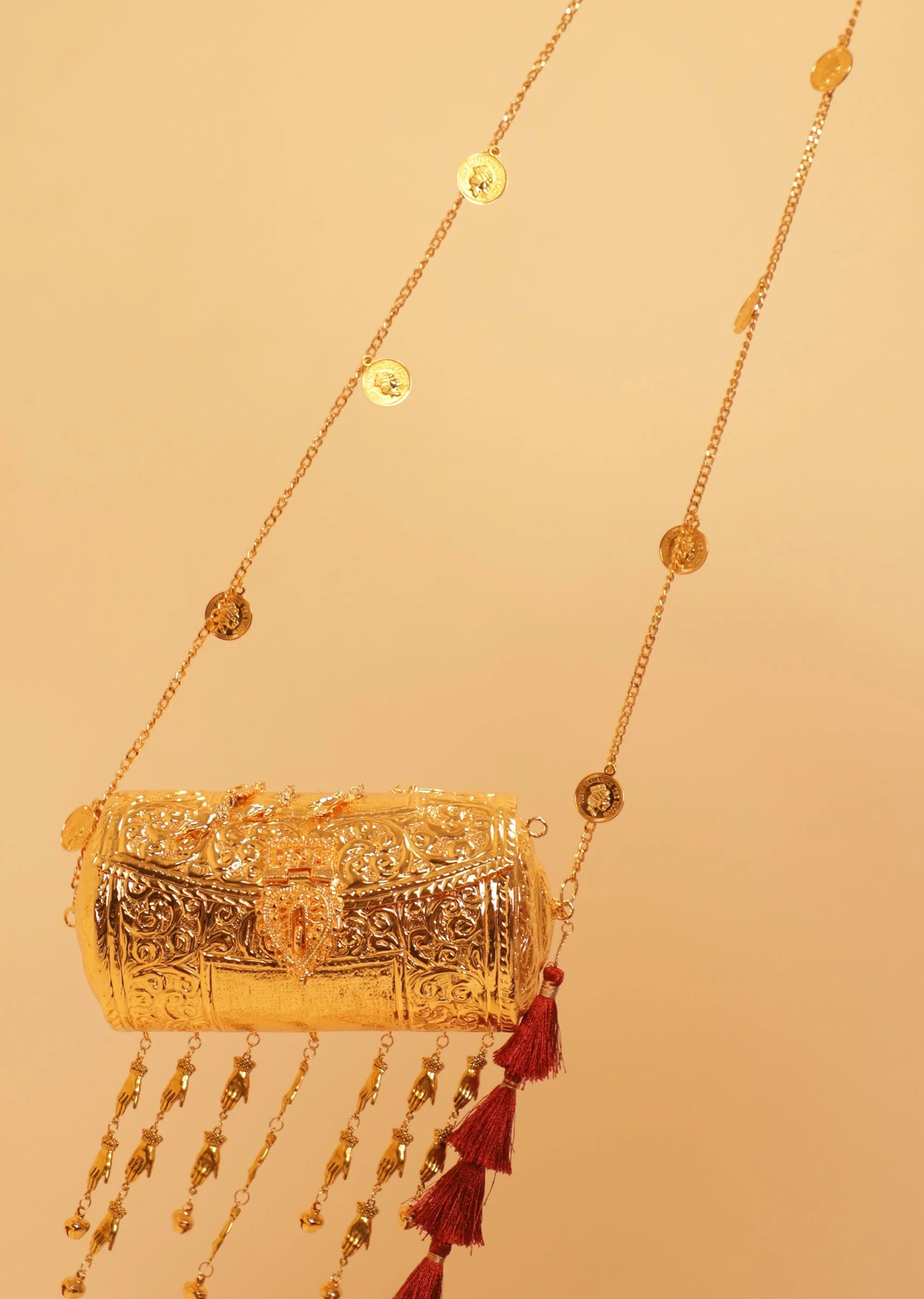 Antique Gold Coin And Ghungroo Sling Bag