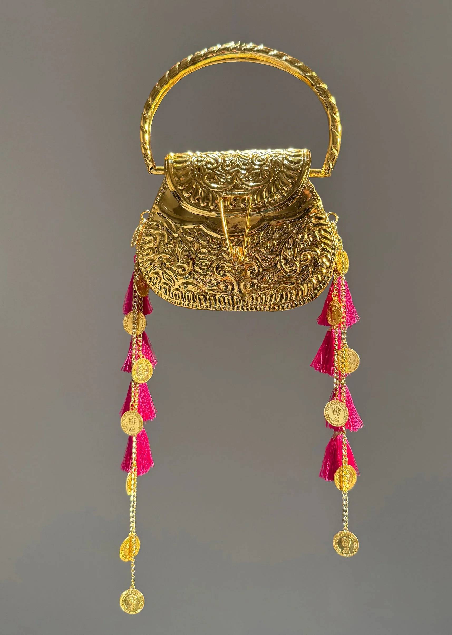 Gold Embossed Potli Handle Bag