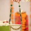 Gold Pearl Embellished Metal Bag