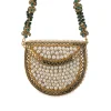 Gold Pearl Embellished Metal Bag
