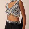 Black Bead Embellished Blouse And Palazzo Set