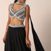 Black Bead Embellished Blouse And Palazzo Set