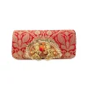 Red Brocade Textured Paisley Motif Bag