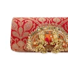 Red Brocade Textured Paisley Motif Bag