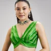 Green Pure Tussar Silk Ikat Potal Stitched Blouse
