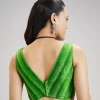 Green Pure Tussar Silk Ikat Potal Stitched Blouse
