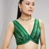 4364-bottle-green-tussar-silk-ikat-blouse-1.webp Bottle Green Tussar Silk Ikat Blouse