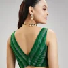 4364-bottle-green-tussar-silk-ikat-blouse-2.webp Bottle Green Tussar Silk Ikat Blouse
