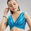 Sky Blue Pure Tussar Silk Ikat Potal Stitched Blouse