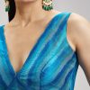 Sky Blue Pure Tussar Silk Ikat Potal Stitched Blouse
