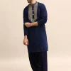 Navy Blue Gold Coin Work Kurta Salwar Set