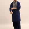 Navy Blue Gold Coin Work Kurta Salwar Set