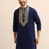 Navy Blue Gold Coin Work Kurta Salwar Set