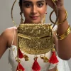 Gold Elephant Motif Potli Bag
