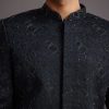 Navy Blue Cutdana Embroidered Indowestern Suit