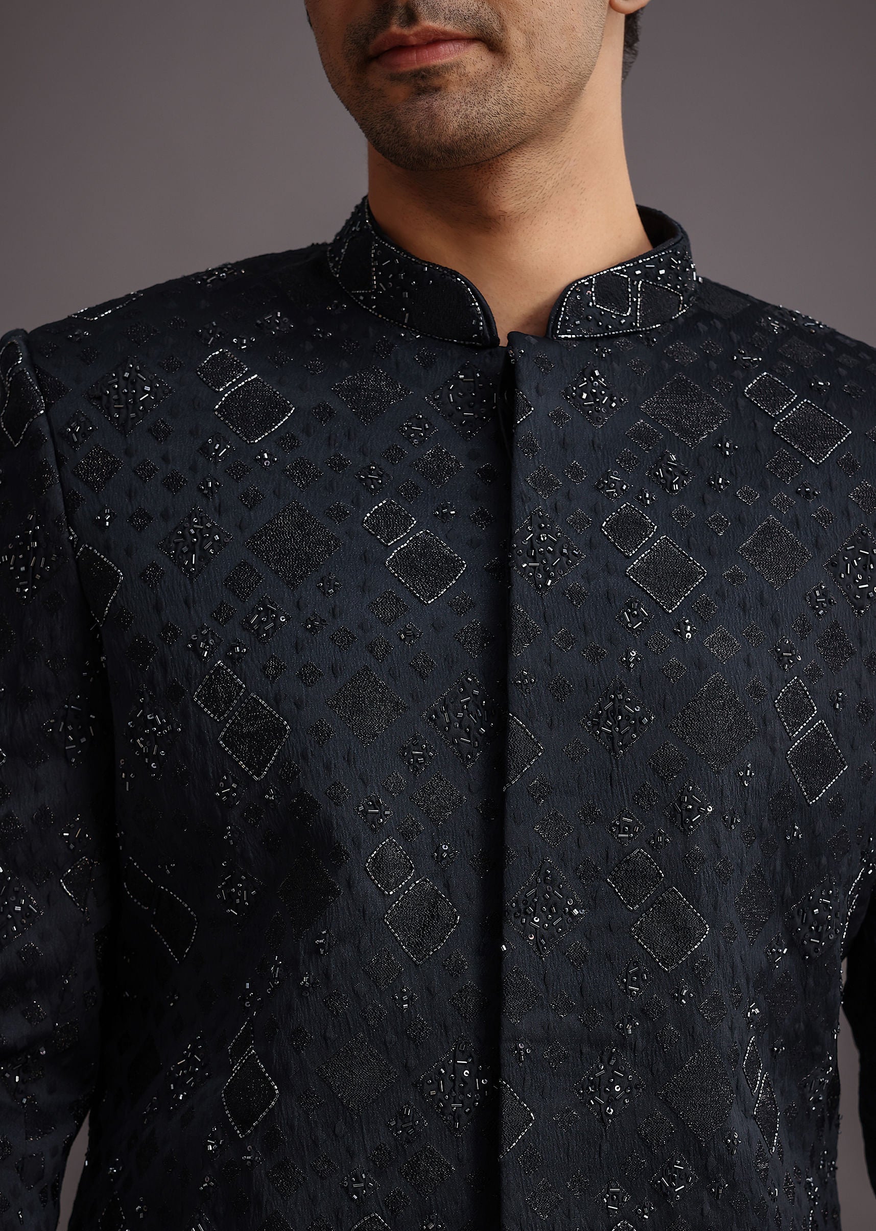 4413-navy-blue-cutdana-embroidered-indowestern-suit-1.jpg Navy Blue Cutdana Embroidered Indowestern Suit