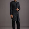 Navy Blue Cutdana Embroidered Indowestern Suit