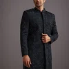Navy Blue Cutdana Embroidered Indowestern Suit