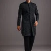 Navy Blue Cutdana Embroidered Indowestern Suit