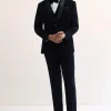 Navy Blue Intricate Embroidered Tuxedo