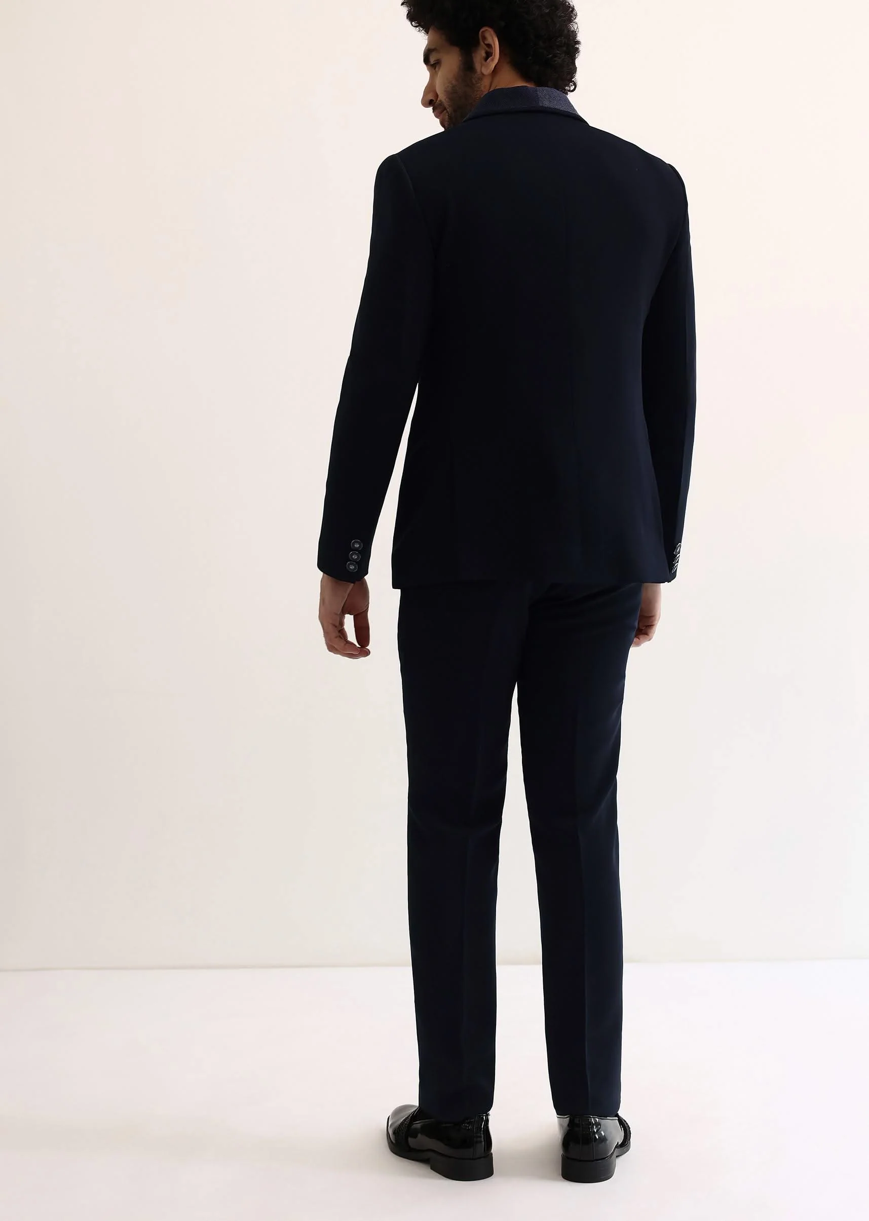 Navy Blue Intricate Embroidered Tuxedo