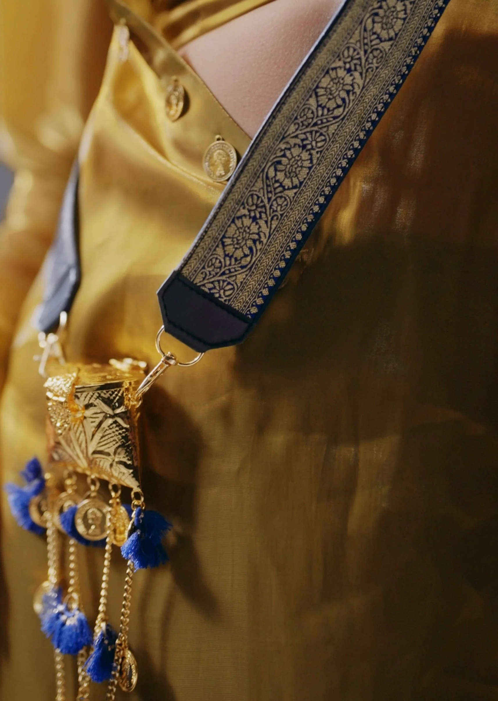 Blue Banarasi Brocade Sling Bag