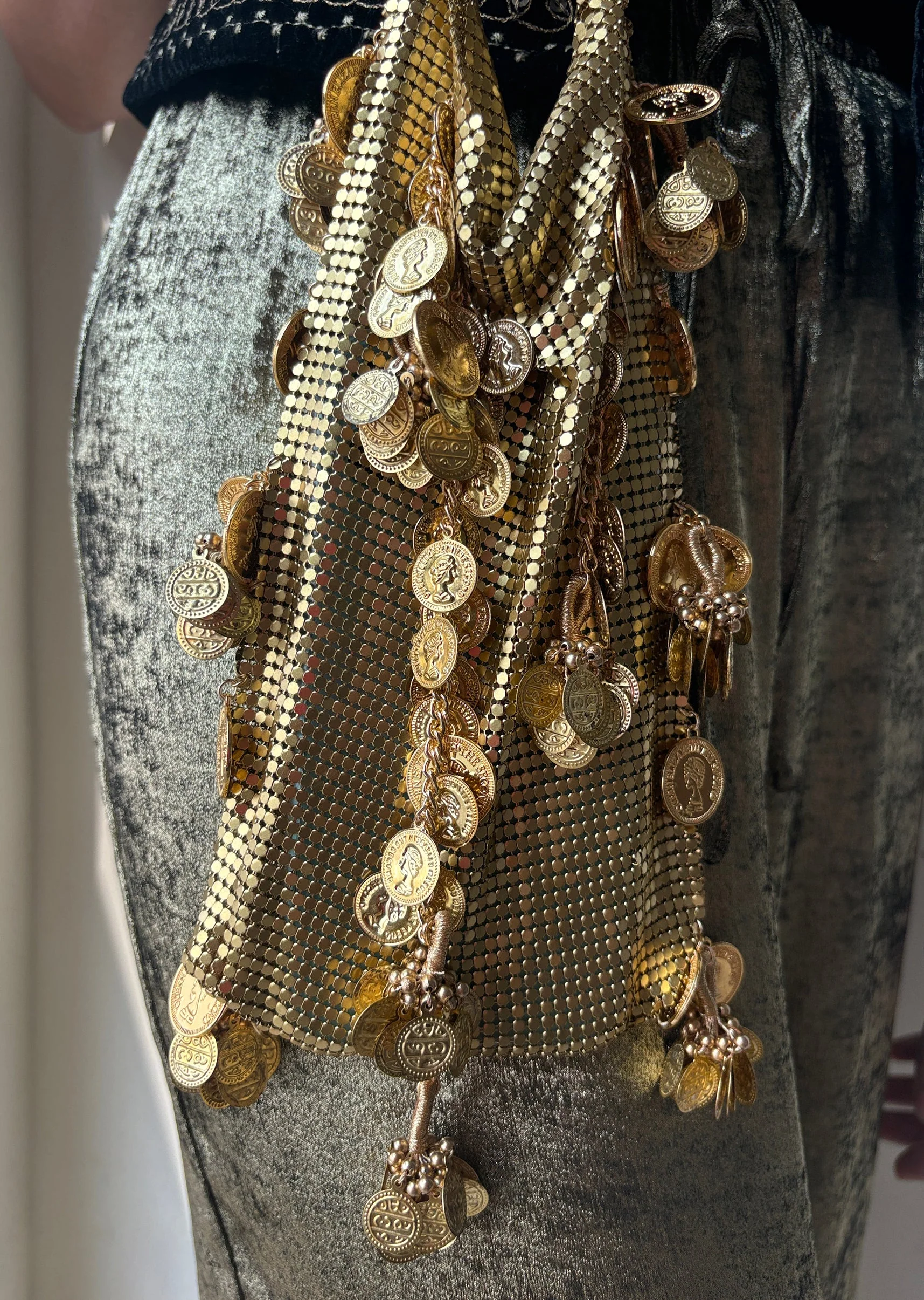 Gold Coin Tassel Potli Bag