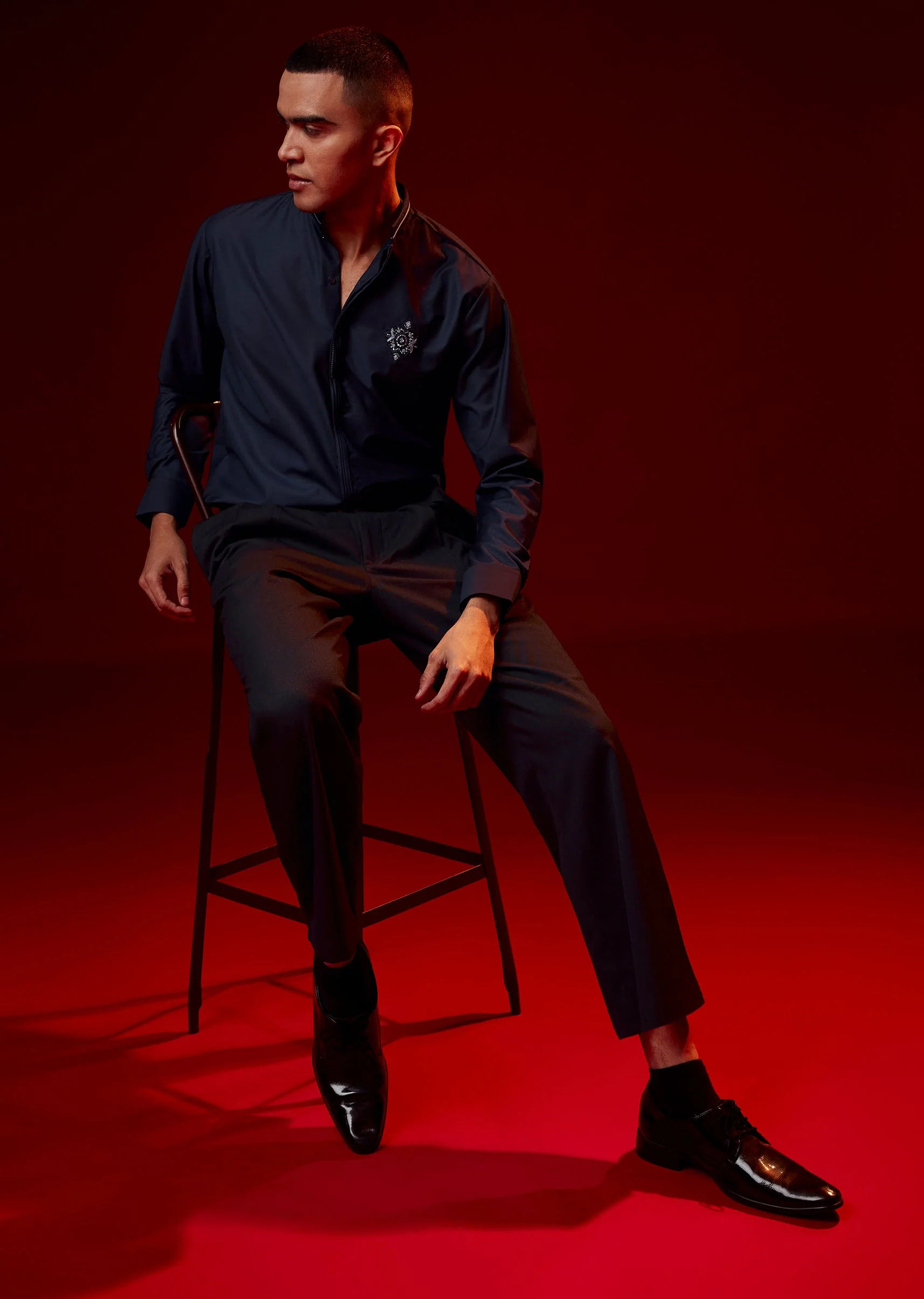 4440-blue-embroidered-rayon-mandarin-collar-shirt-1.webp Blue Embroidered Rayon Mandarin Collar Shirt