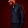 Blue Embroidered Rayon Mandarin Collar Shirt