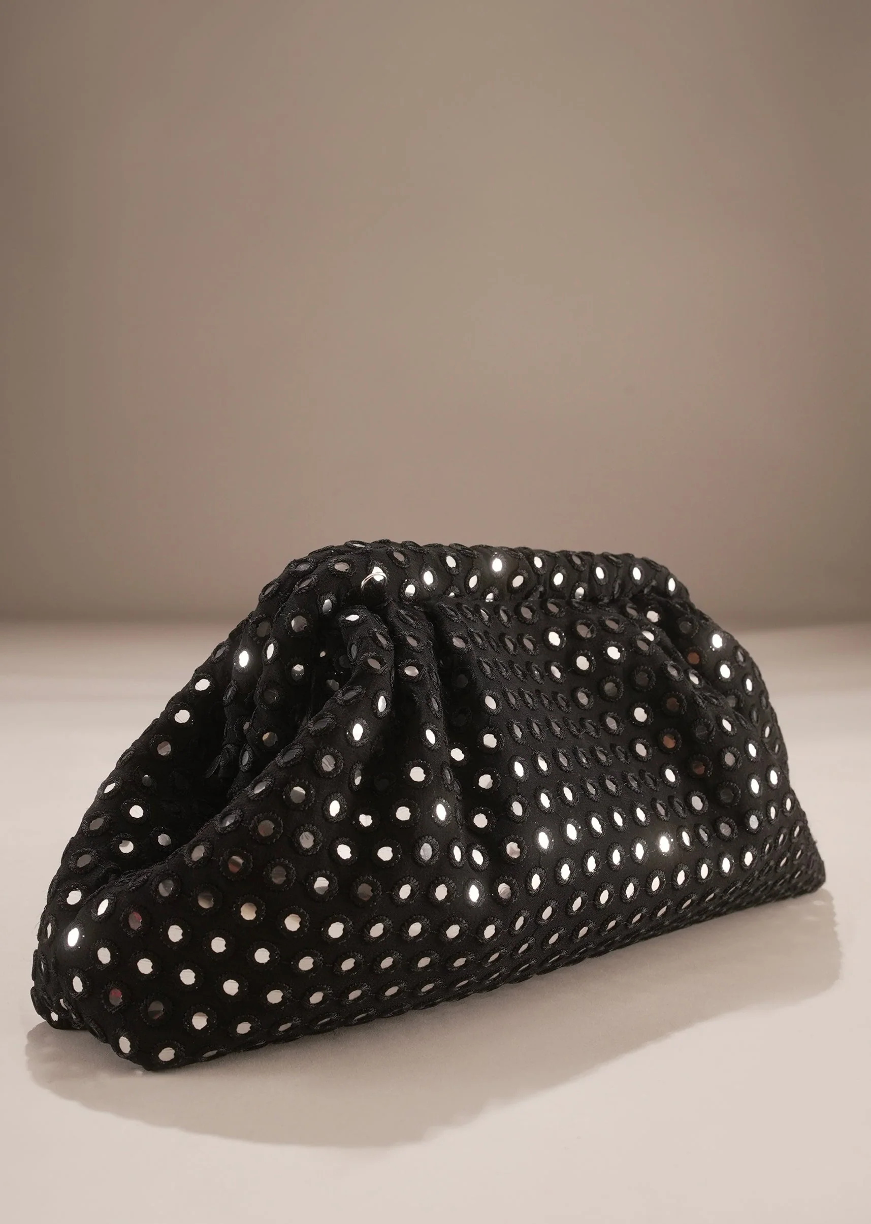 Black Mirror Stud Clutch Bag