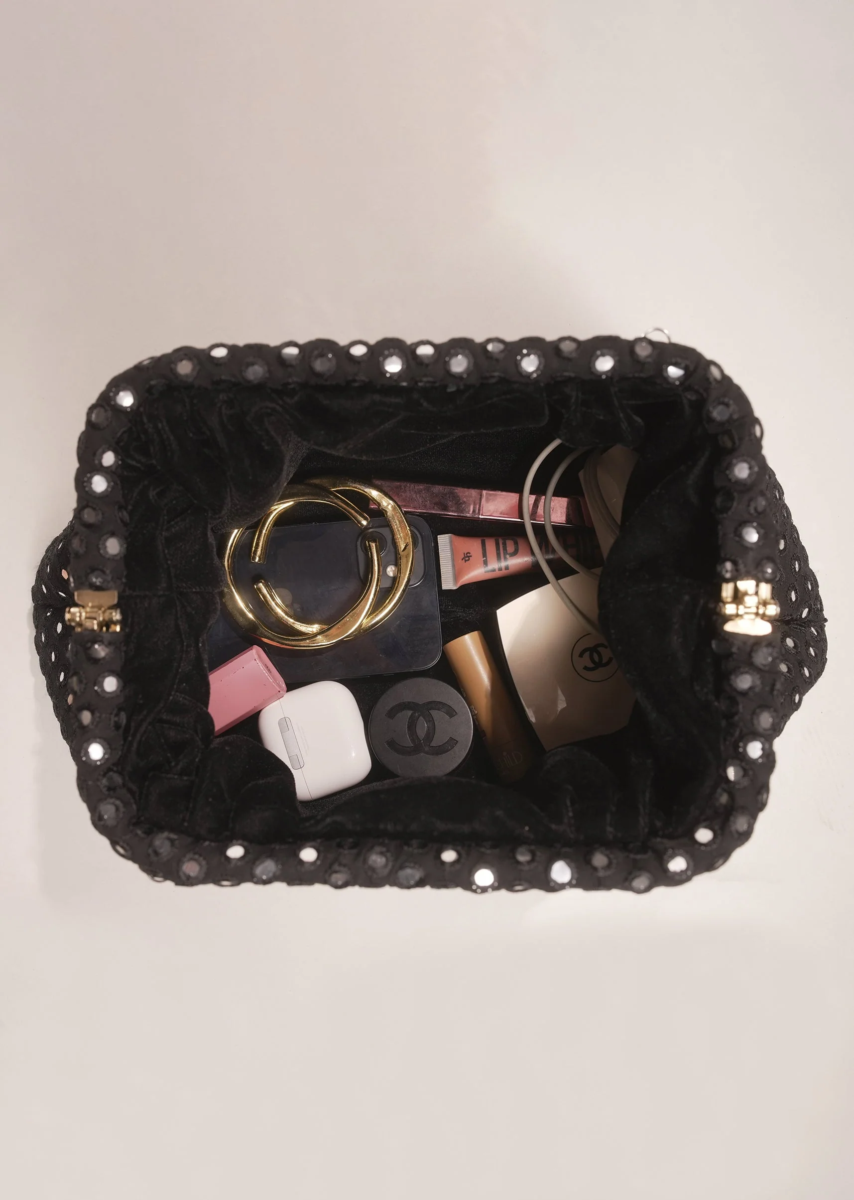 Black Mirror Stud Clutch Bag