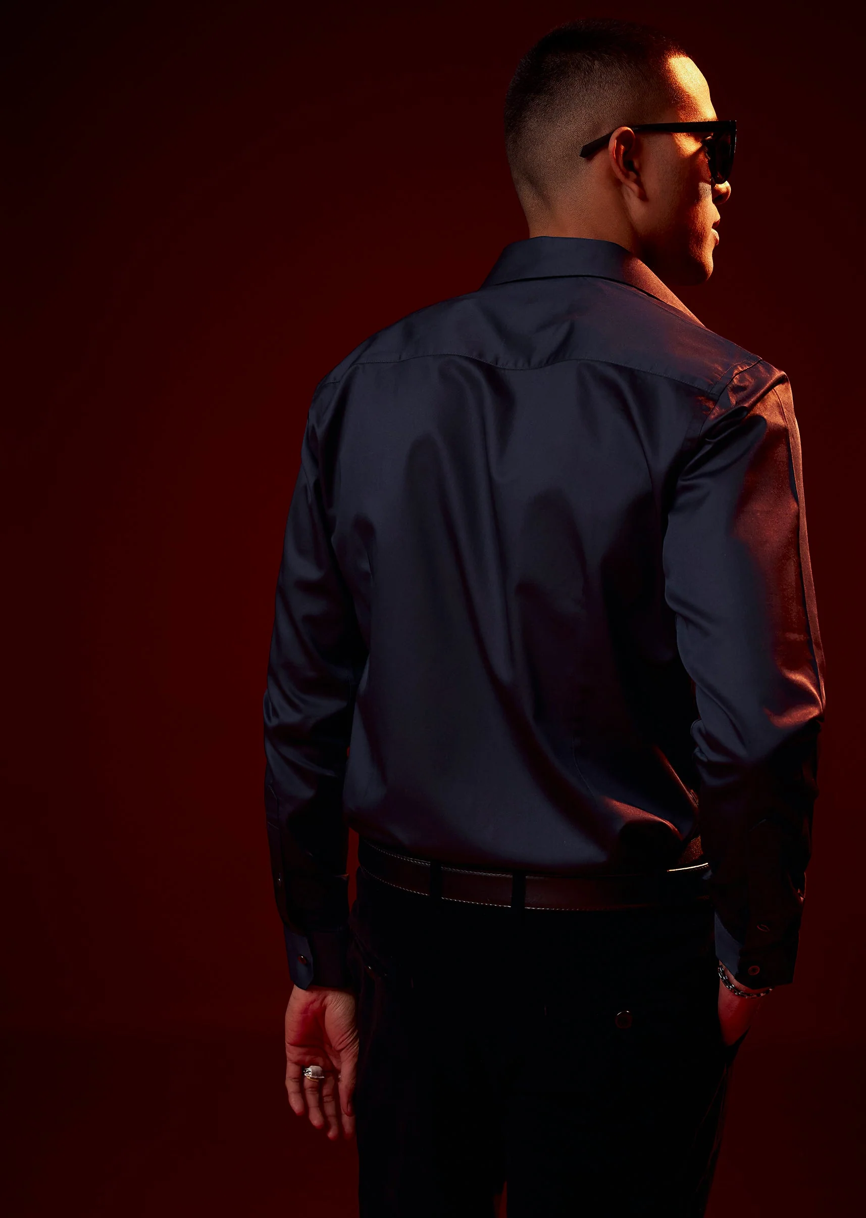 Blue Bead Embroidered Silk Blend Shirt