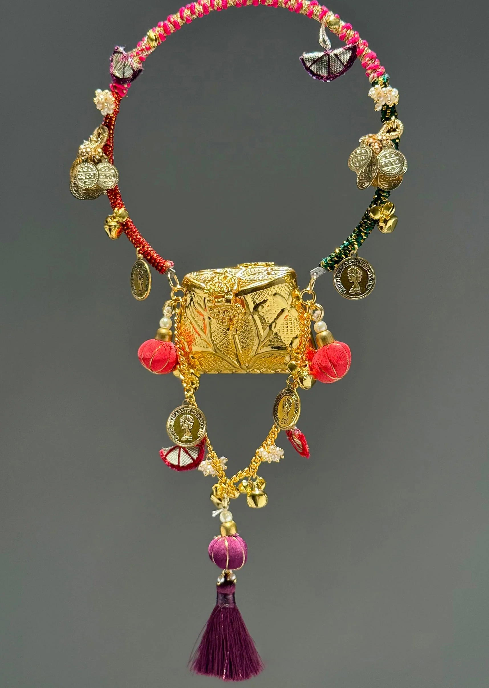 Gold Embossed Multicolour Potli Bag