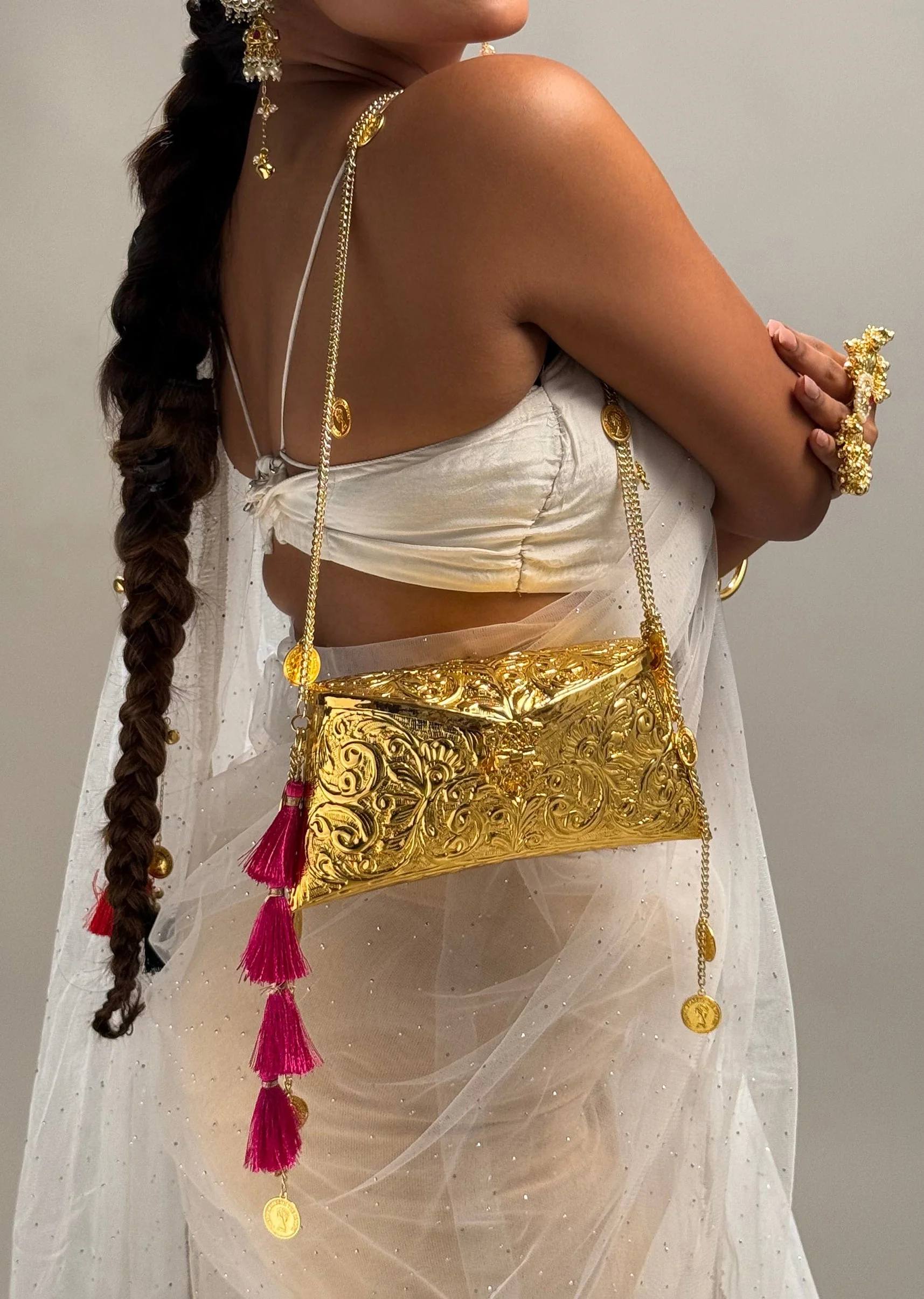 Vintage Envelope Style Gold Handbag