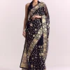 Blue Organza Parsi Gara Embroidered Saree