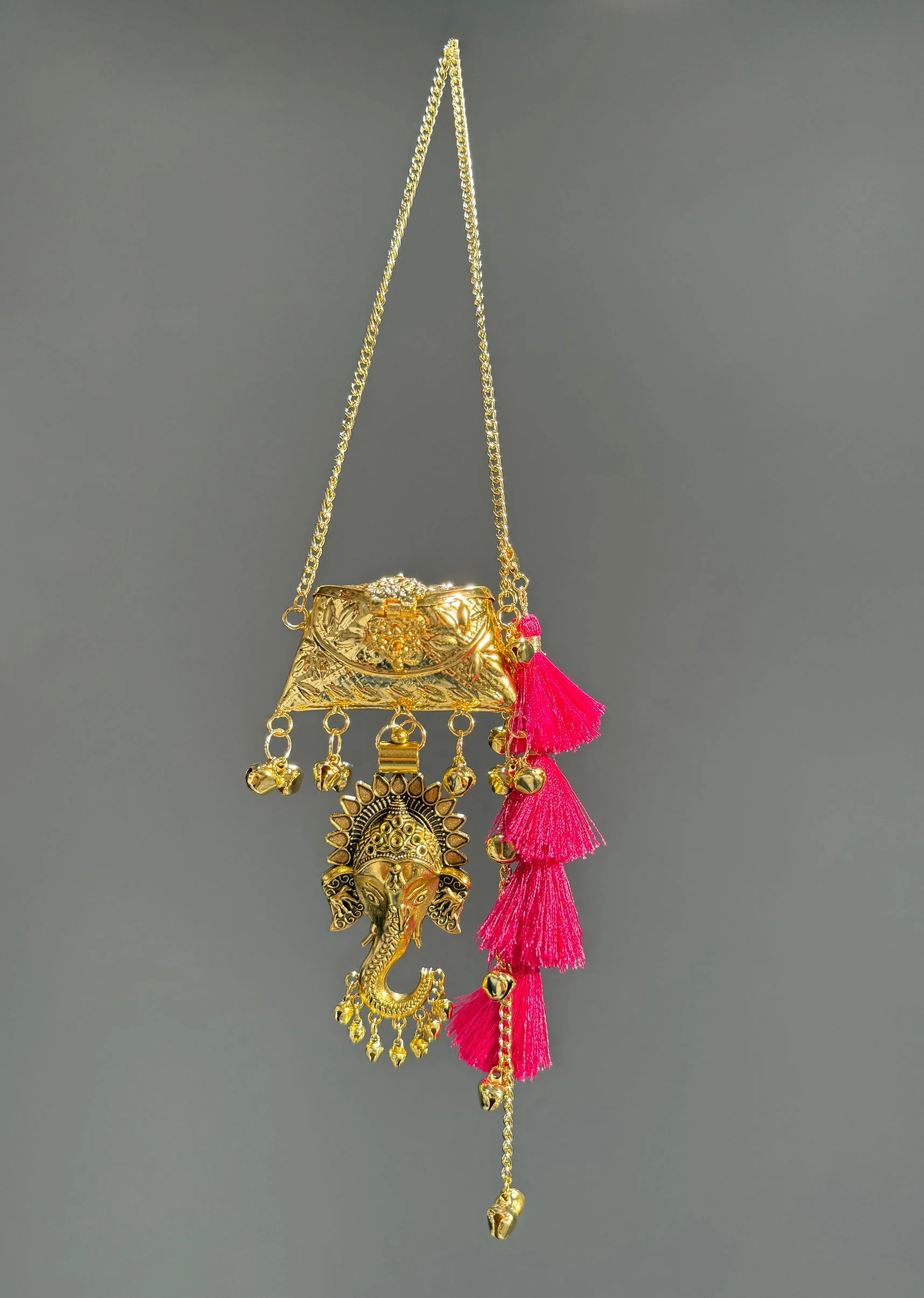 Gold Ganesha Charm Potli Bag
