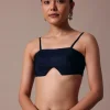Dark Blue Organza Embroidered Saree With Unstitched Blouse