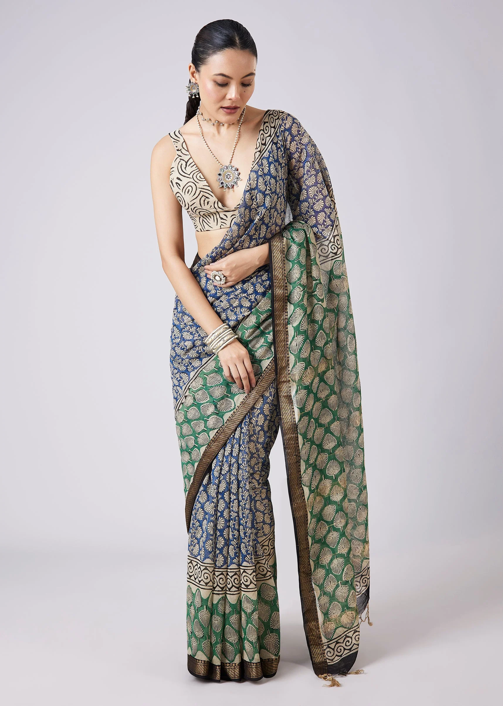 4517-blue-printed-tassel-border-saree-with-unstitched-blouse-1.webp Blue Printed Tassel Border Saree with Unstitched Blouse