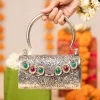 Silver Ruby Encrusted Metal Bag