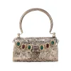 Silver Ruby Encrusted Metal Bag